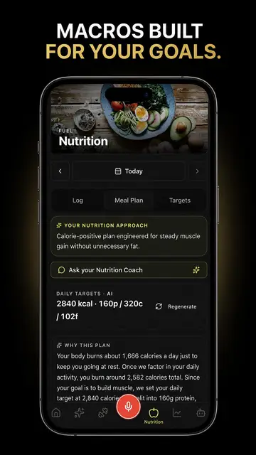 GTAM Sculpt nutrition and macro tracking screen