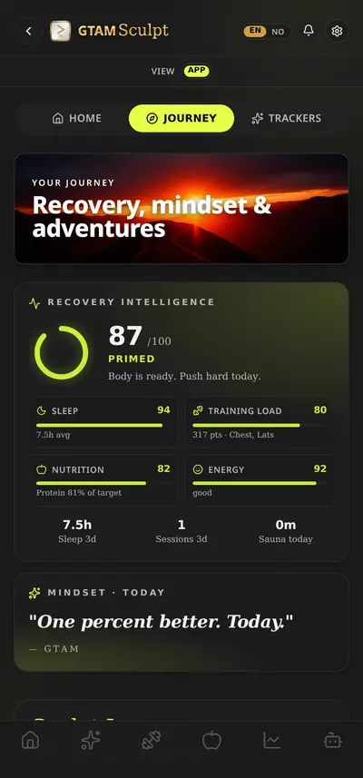 GTAM Sculpt journey view of training milestones over time